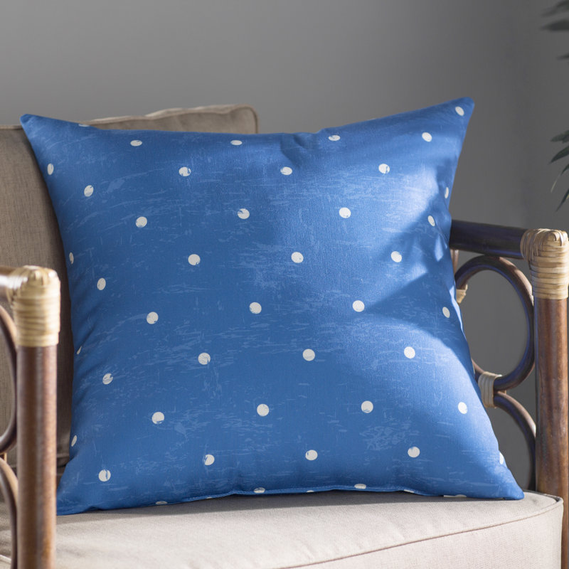 Surf, Sand, & Sea Polka Dots Reversible Throw Pillow, 20" H x 20" W, Blue