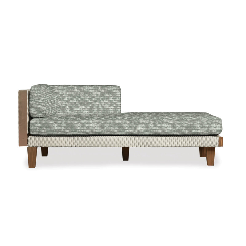 Catalina Outdoor Teak Chaise Lounge, Canvas Black Sunbrella® Canvas, Linen