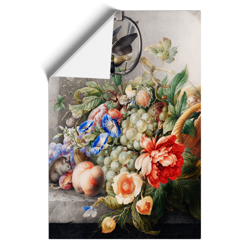 Bird With Flowers by Herman Henstenburgh - No Frame Painting, 30cm H x 21cm W x 0.1cm D