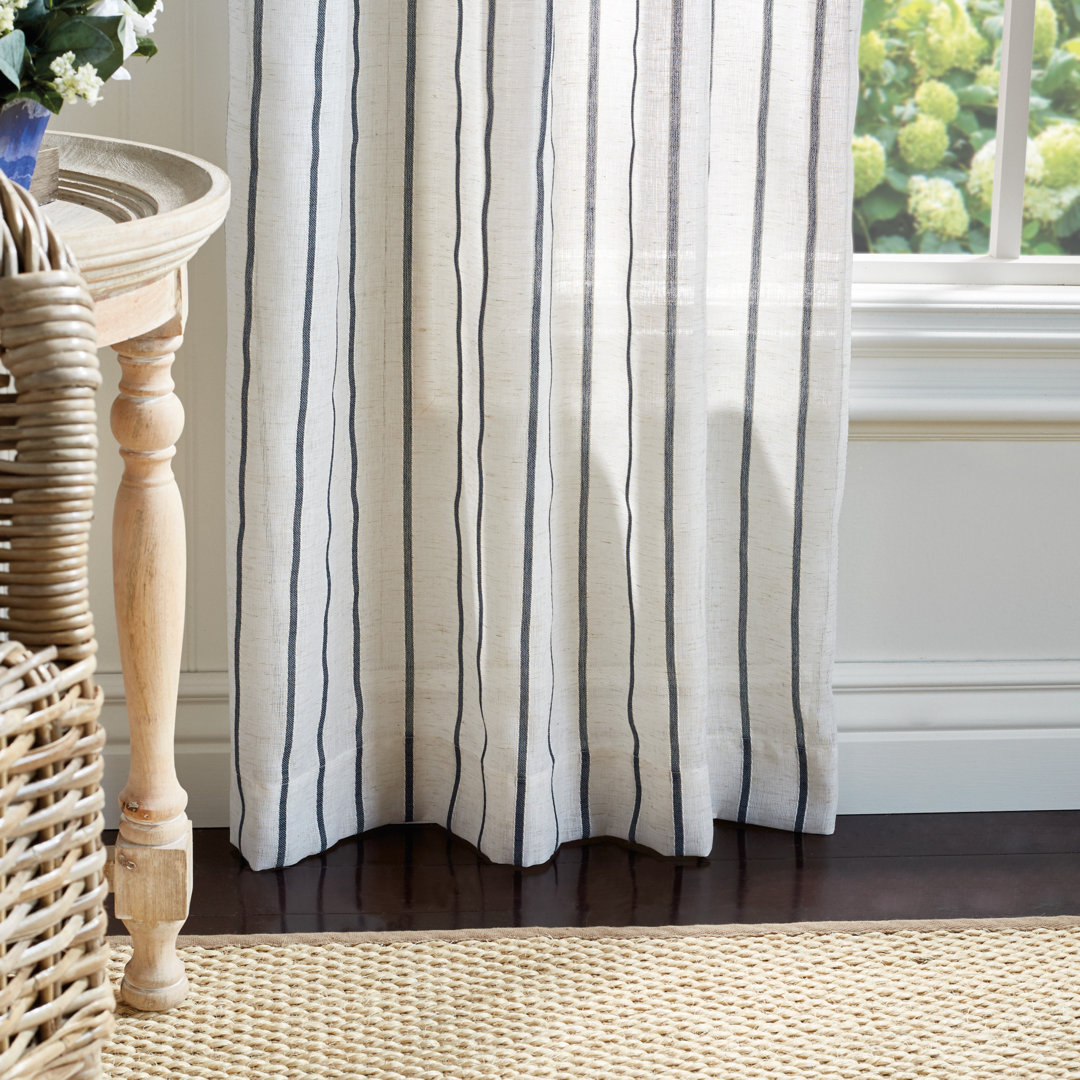 Laguna Striped Semi-Sheer Tab Top Curtain Panel Pair (Set of 2) (Set of 2) Martha Stewart Curtain