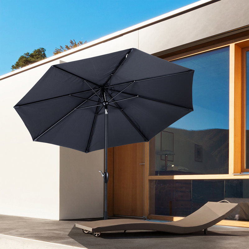 Parasol de marché 9 pi Kronqui, Gris espace, Bouton-poussoir