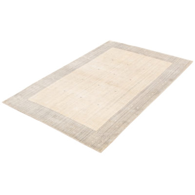 Tapis crème noué à la main de conception unique 5 pi 5 po x 8 pi 0 po Rossville