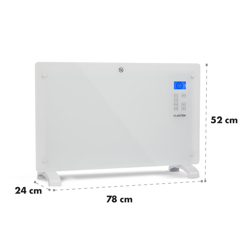 Klarstein Norderney 2000W Electric Panel Space Heater with Adjustable Thermostat , Remote Included, White