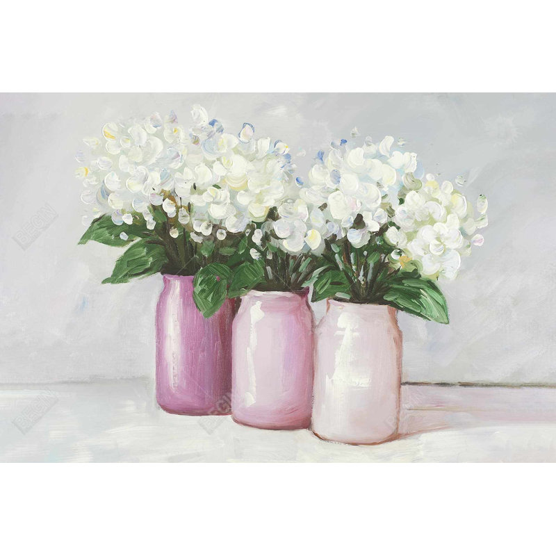 Hydrangea flowers in pink vases Bath Mat with Non-Slip Backing - Quick Dry Memory Foam Bathroom Rug - Absorbent - Modern Plush Spa-Style - Machine Washable