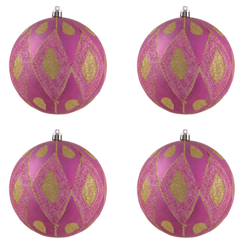 Ornement boule de diamant pailleté mat, H 4,75 po x l 4,75 po x P 4,75 po, Mauve