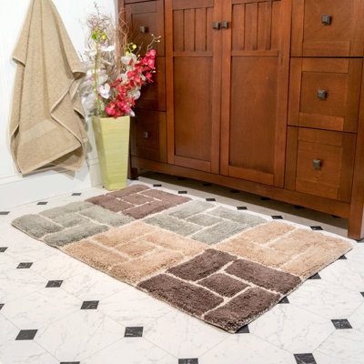 Classic Color Cotton Blend Non-Slip Bath Rug
