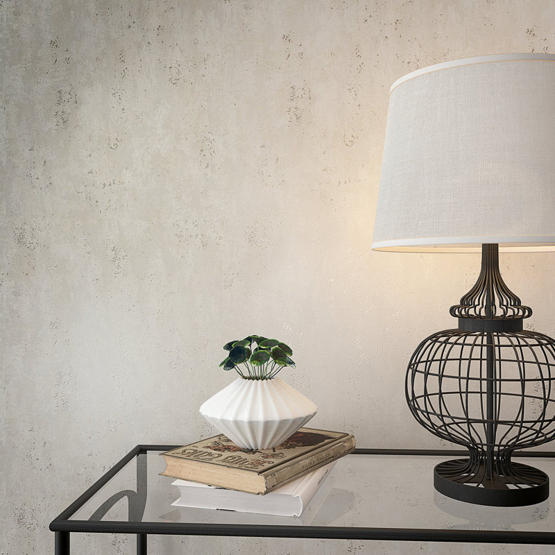 Textures Collection Industrial Plain Metallic Elements Wallpaper Roll, Beige