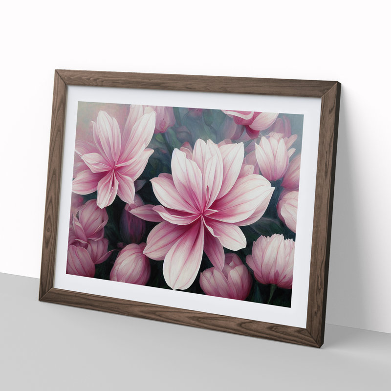 Picturesque Flowers - Framed Print, 46cm H x 64cm W x 2cm D, Walnut Framed