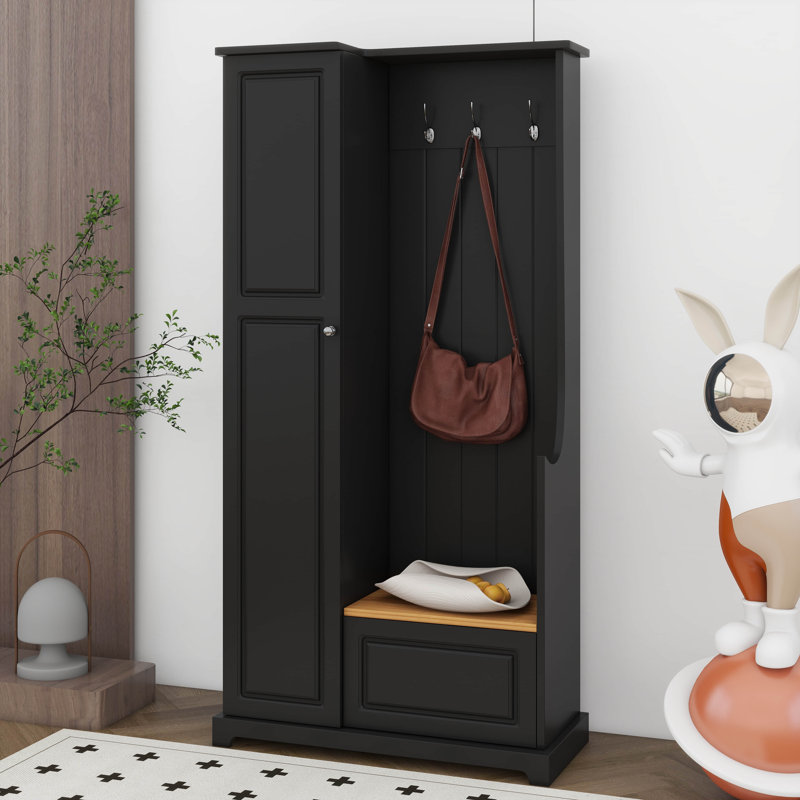 Arbre d'entrée avec armoire à chaussures, arbre d'entrée avec banc rabattable, armoire à chaussures d'entrée avec tablettes réglables, crochets de suspension