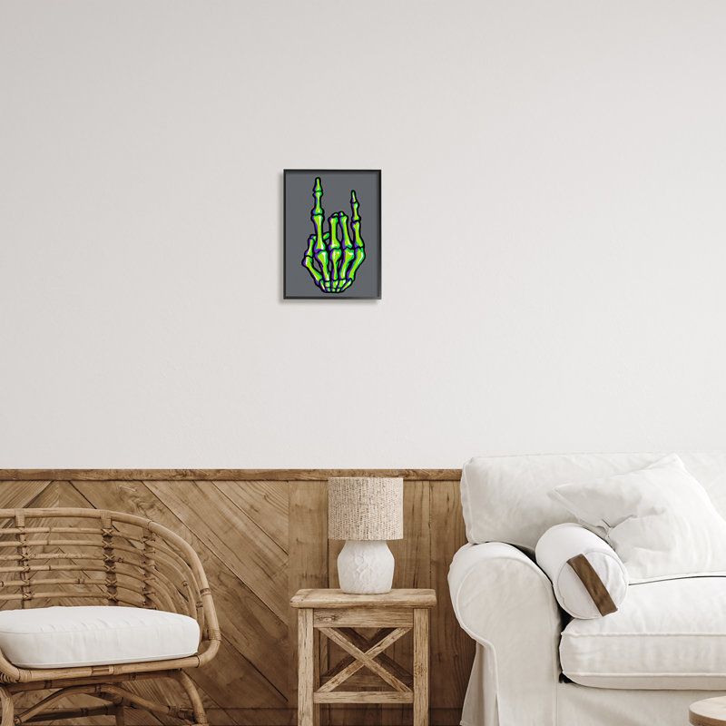 «Rock On Skeleton Hand» par Ziwei Li, Giclée encadrée noir minuit, H 14 po x l 11 po x P 1,5 po