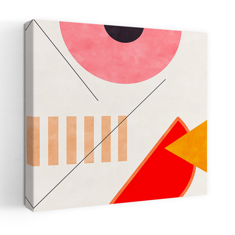 Art contemporain abstrait géométrique coloré, H 18 po x l 18 po