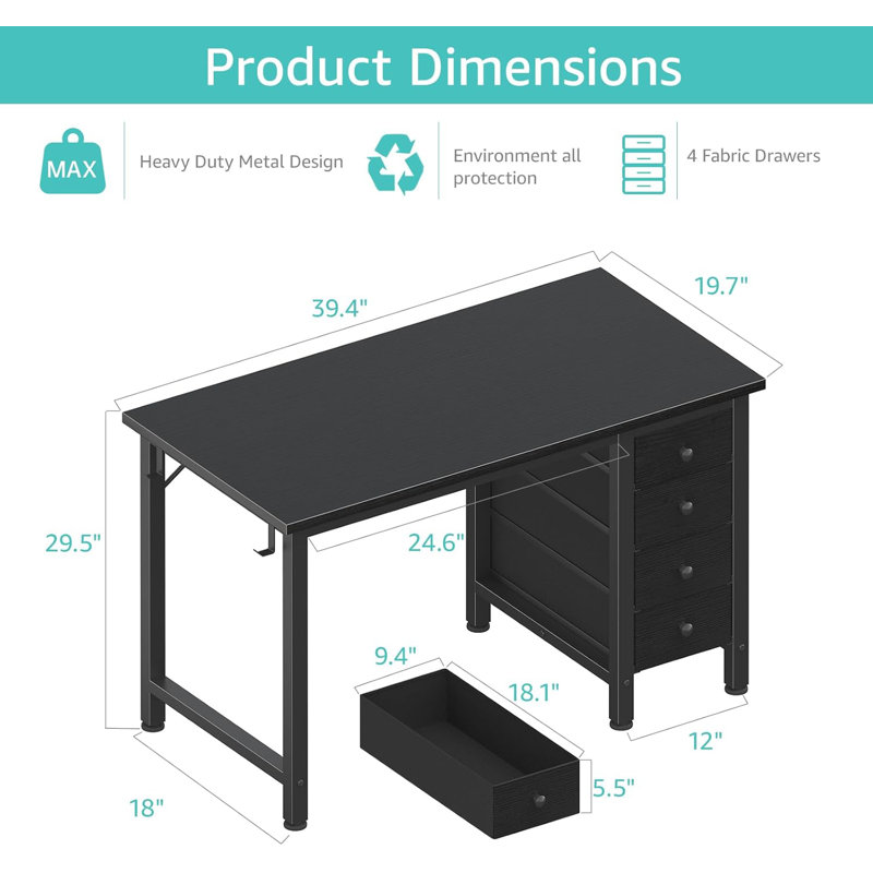 Black Office Desk, Black