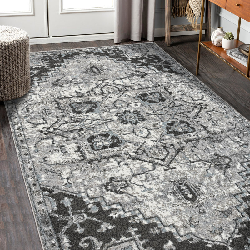 Tapis oriental noir et gris Honig