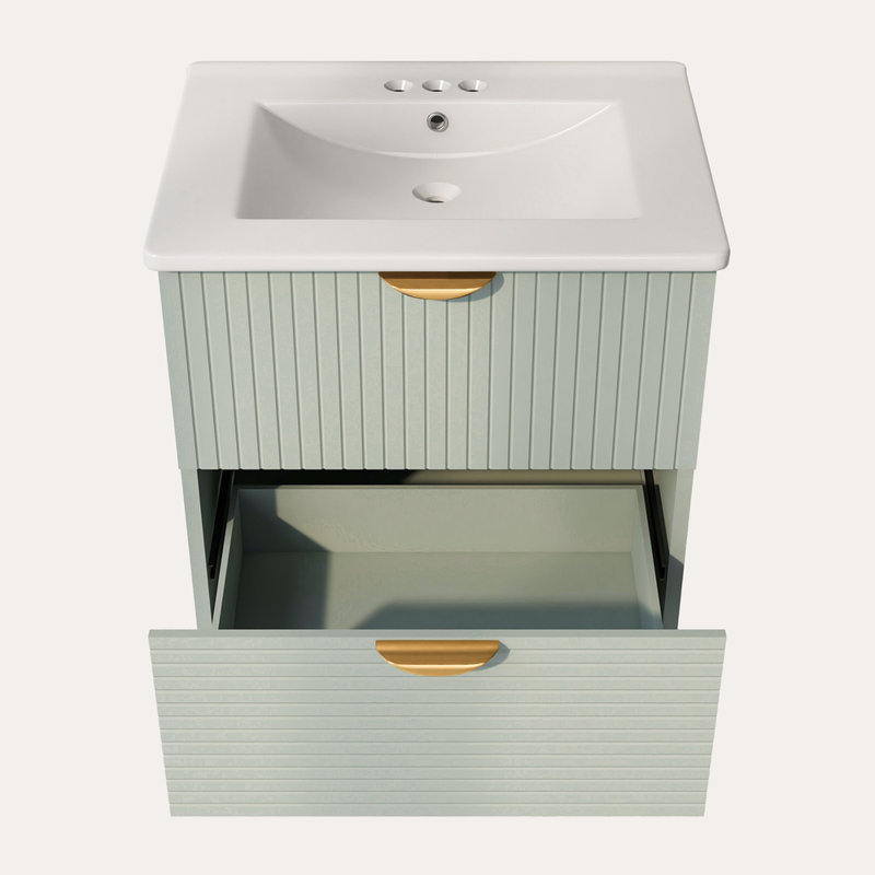 Meuble-lavabo mural 24 po avec 2 tiroirs, Vert