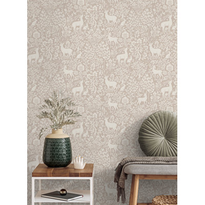 Papier peint rose Deer Woods
