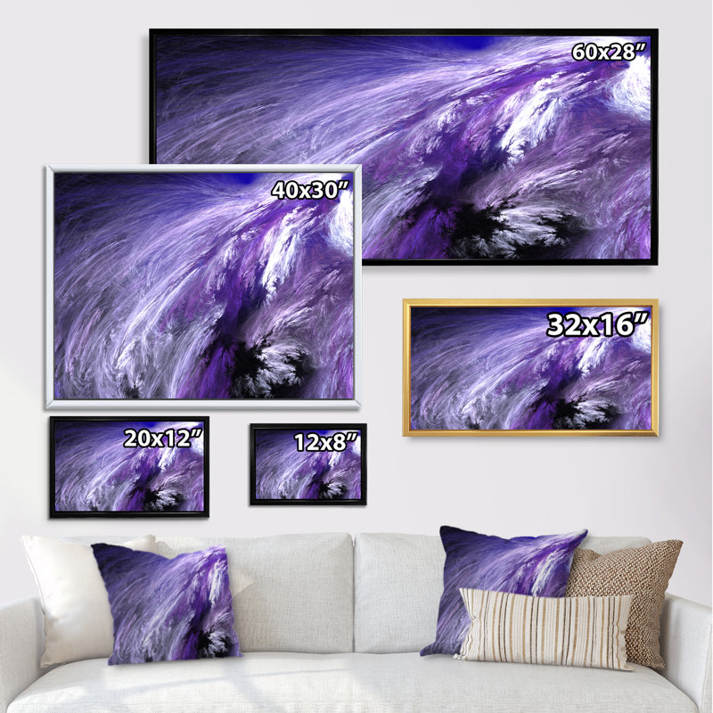 Galaxie mauve, tempête hivernale - Impression sur toile, Cadre doré, H 28 po x l 60 po x P 1,5 po