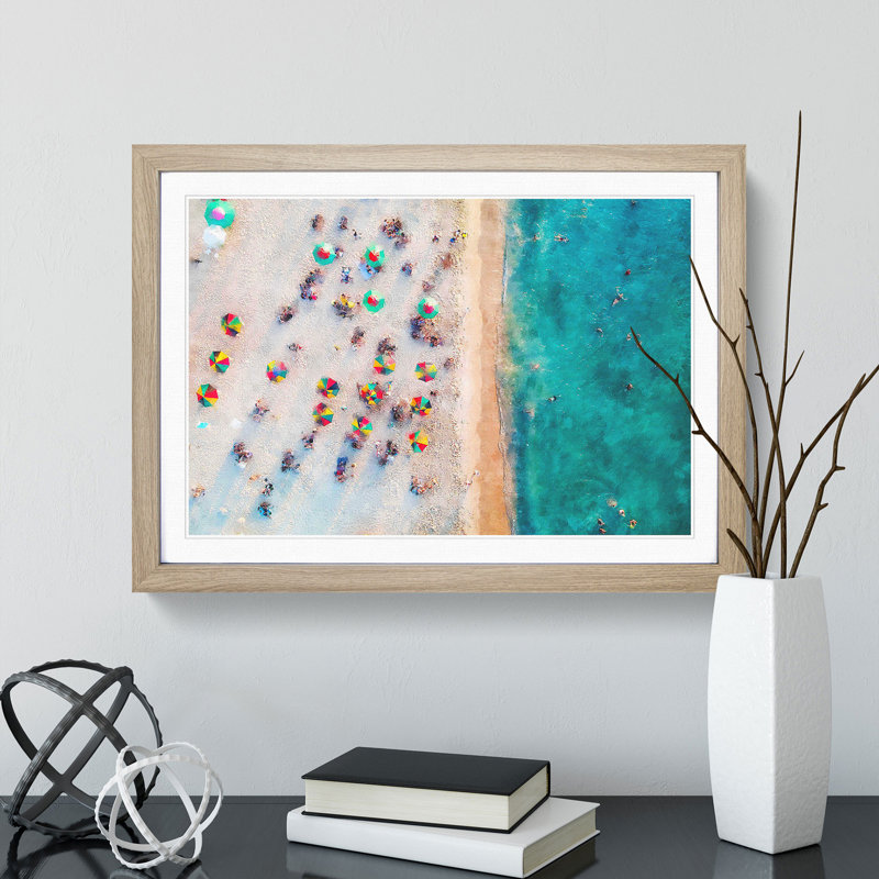 Miami Florida Beach - Picture Frame Graphic Art Print, 62cm H x 87cm W x 2cm D, Oak Framed