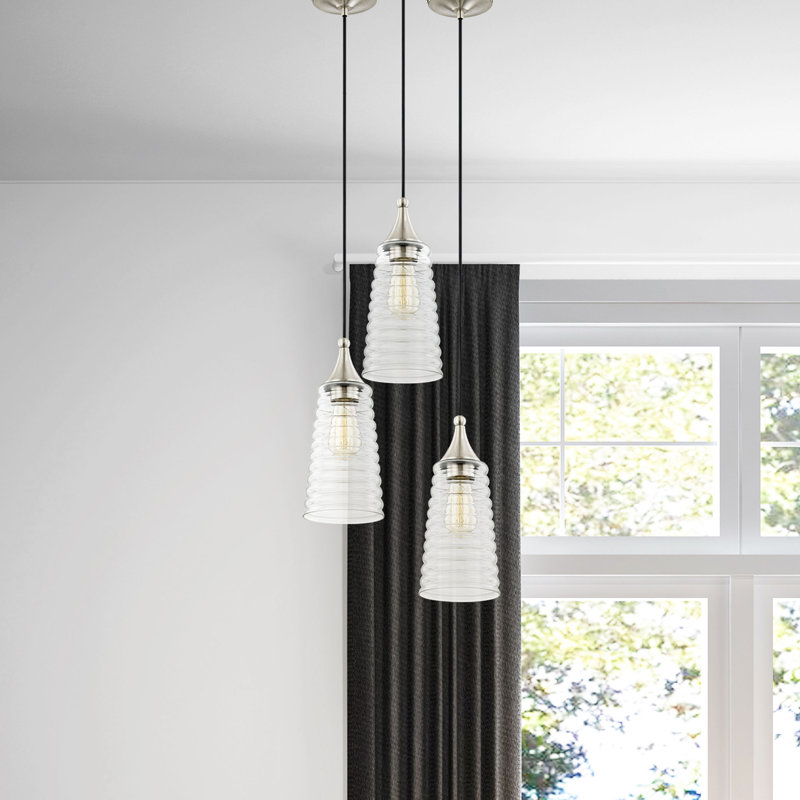 Luminaire suspendu conique à 1 lumière Wahl, Nickel brossé