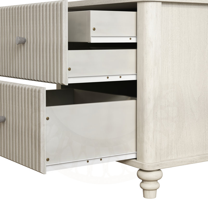 2-Piece Set Mid Century Modern Wood NightStand, Beige