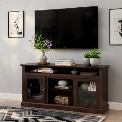 Meuble télé, portes en verre et rangement pour téléviseurs 65 po Modern Farmhouse