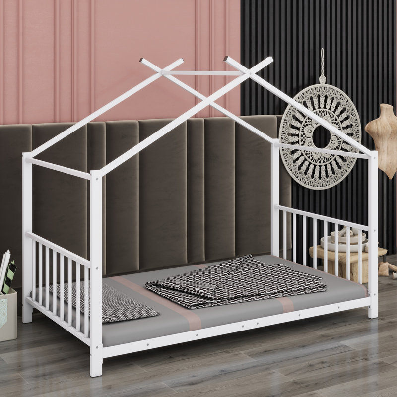 Lit plateforme en métal, Blanc