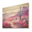Cactus magenta mirage - Art mural en bois de cactus sur bois de pin naturel-867687017