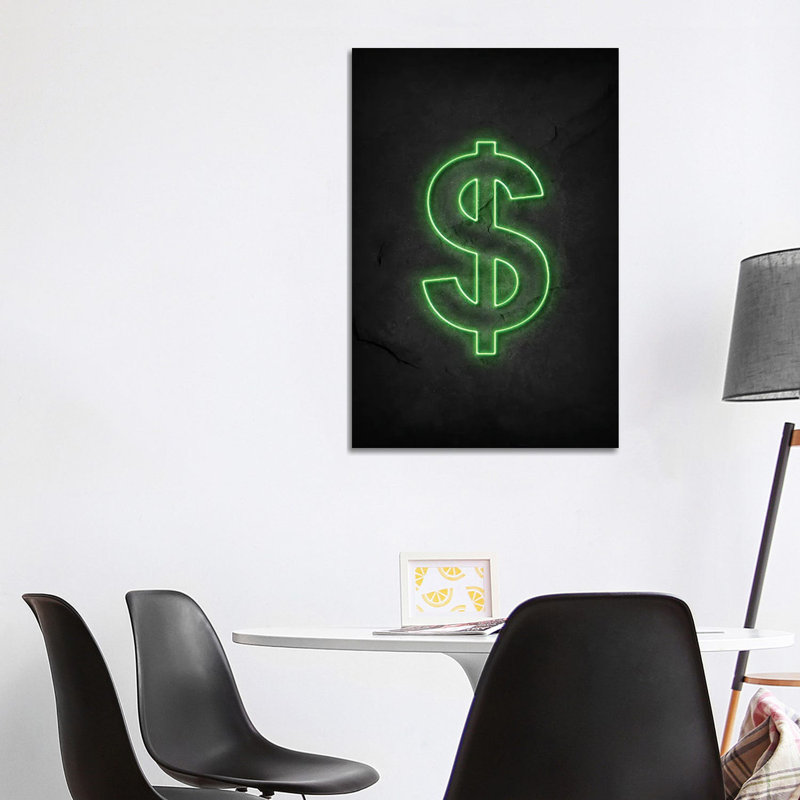 Dollar Neon by Durro Art - Print, Wrapped Canvas, 66.04 cm H x 45.72 cm W x 3.175 cm D