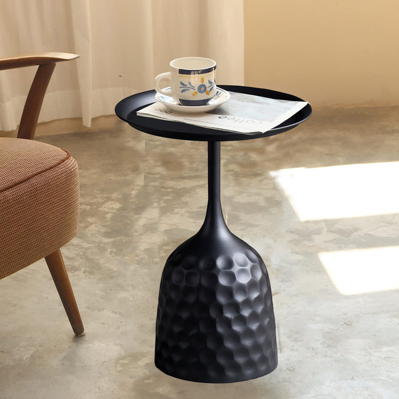Iron Tray Top End Table, Black