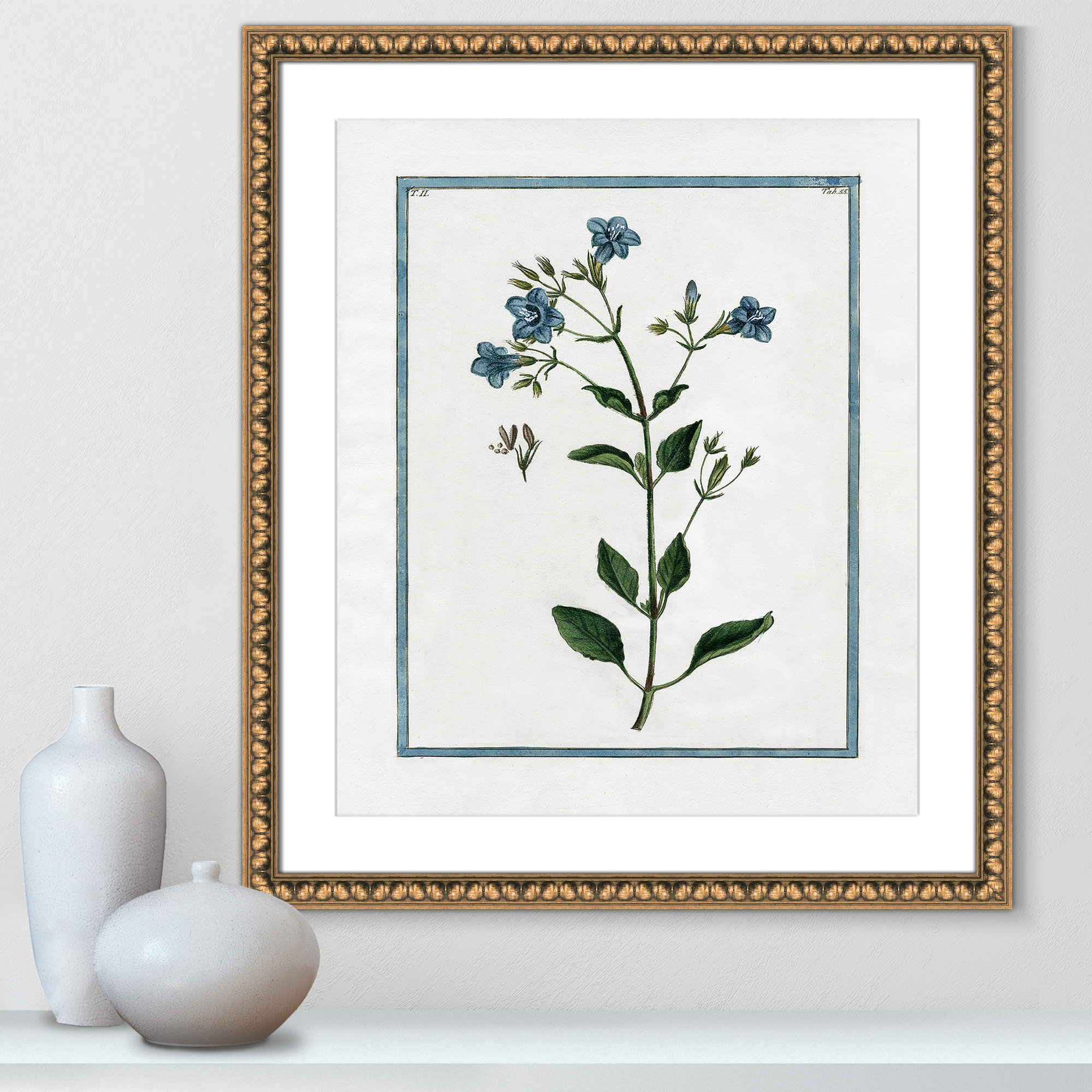Shabby Elegance Botanical II - Framed Art, 22.5" W x 26.5" H, Gold Bead Framed