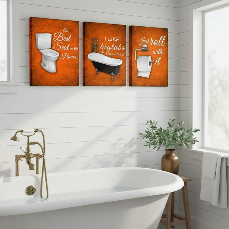 3 Piece Wrapped Canvas Print, Orange