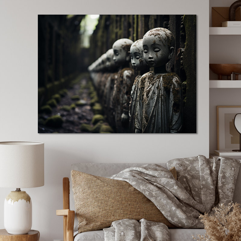 «Japon Art Jizos Guardianship I», reproduction sur toile, H 16 po x l 32 po, Toile tendue