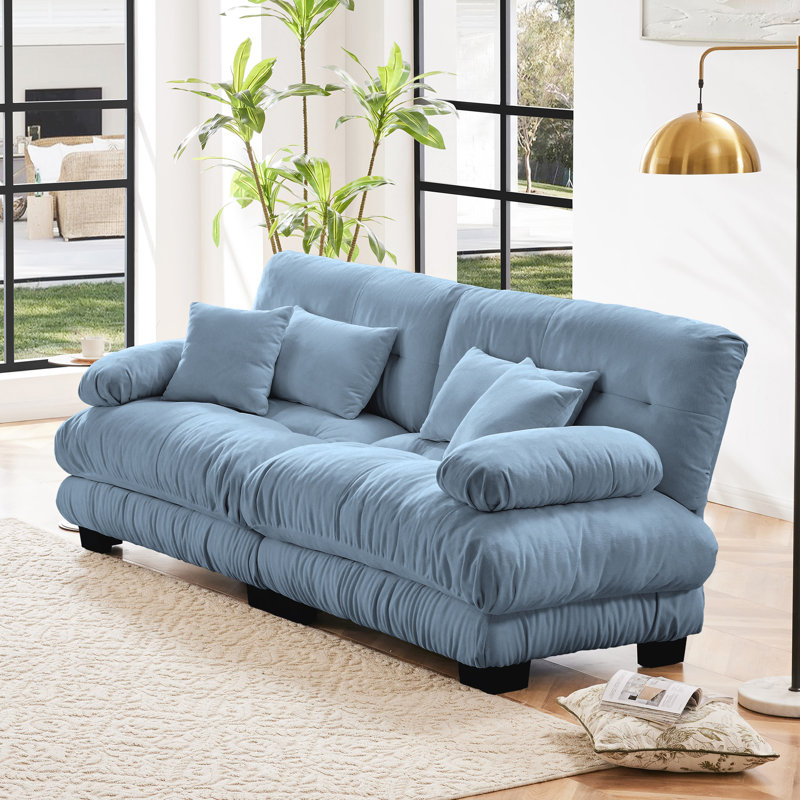 Canapé Cloud 2 places pour salon, chenille, canapé 2 places avec 2 coussins lombaires et 2 coussins décoratifs, chenille