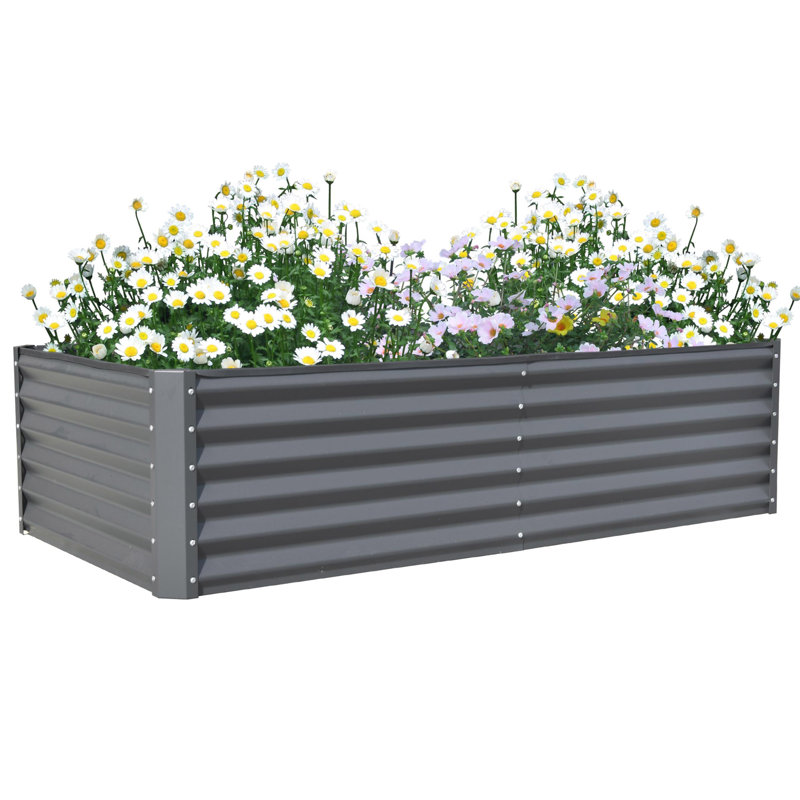 Sacia Metal Raised Garden Bed, Gray, 23.62" H x 70.87" W x 35.43" D