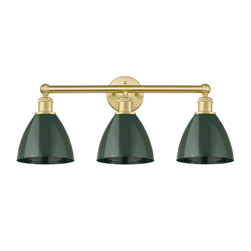 Éclairage pour meuble-lavabo 3 lumières 25,5 pouces Anglie Dome, Vert, Or satiné