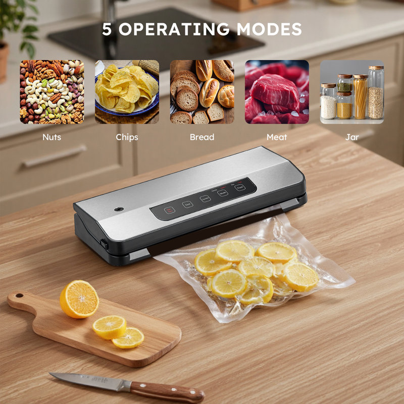8-in-1 Food Vacuum Sealer Machine With 65 Kpa Powerful Suction, Food Vacuum Sealer With Build-out Cutter, 20 Vacuum Bags & Accessory Hose