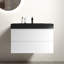 Meuble-lavabo moderne 36 po - blanc avec fonction de bassin noir mat, optimisation de l'espace, lavabo visuel élégant attrayant, rangement généreux, système d'exploitation