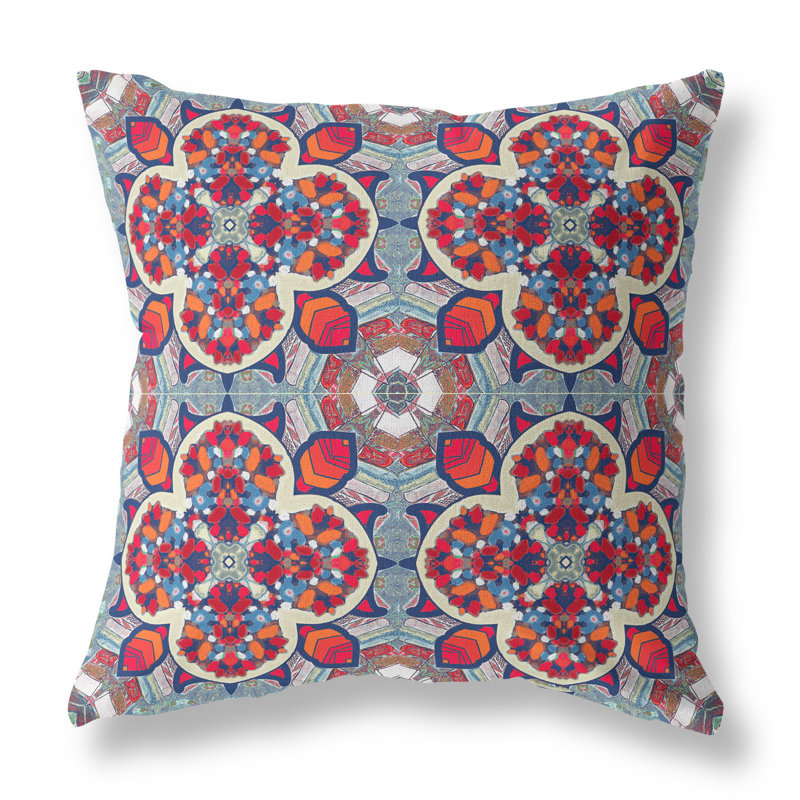 Housse de coussin carré et insert, 18" x 18", Rouge / orange / bleu