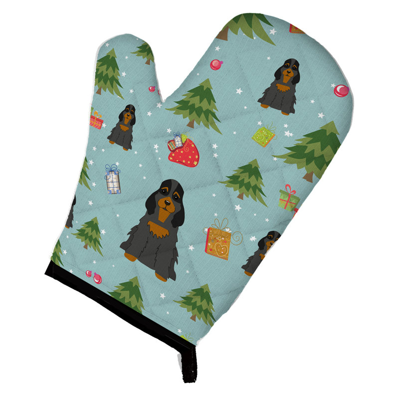 The Holiday Aisle® Silloth Polyester Oven Mitt, Black/Tan