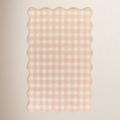 Lola Pink Hand-Tufted Plaid Wool Rug