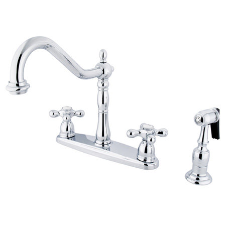Robinet de cuisine à poignée double tactile avec jet latéral Heritage, Chrome poli