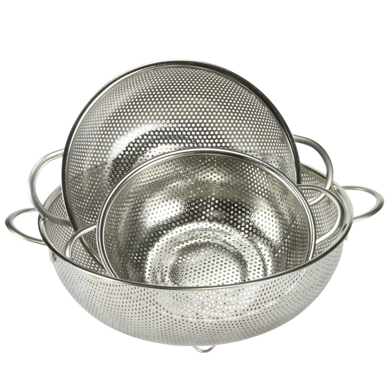 Stainless Steel Microperforated Colander Set, 1.5, 2.5, 5 Quart