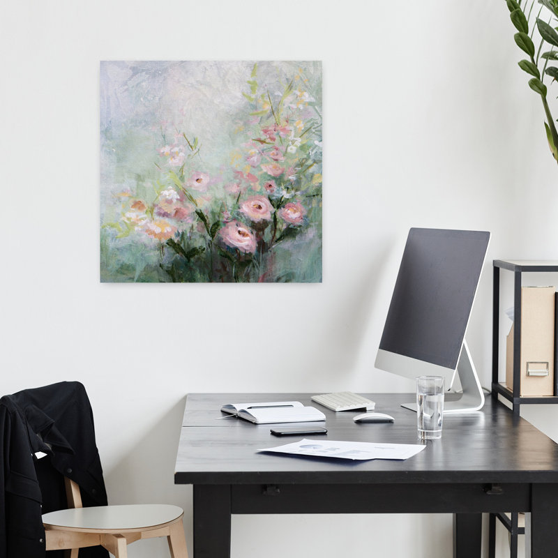 Garden Secrets 1, art floral contemporain, H 18 po x l 18 po