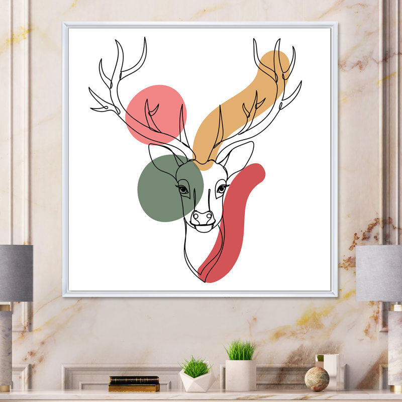 Minimalisme Christmas Deer Earth Tones - reproduction d'art sur toile, H 36 po x l 36 po x P 1,5 po, Cadre flottant blanc