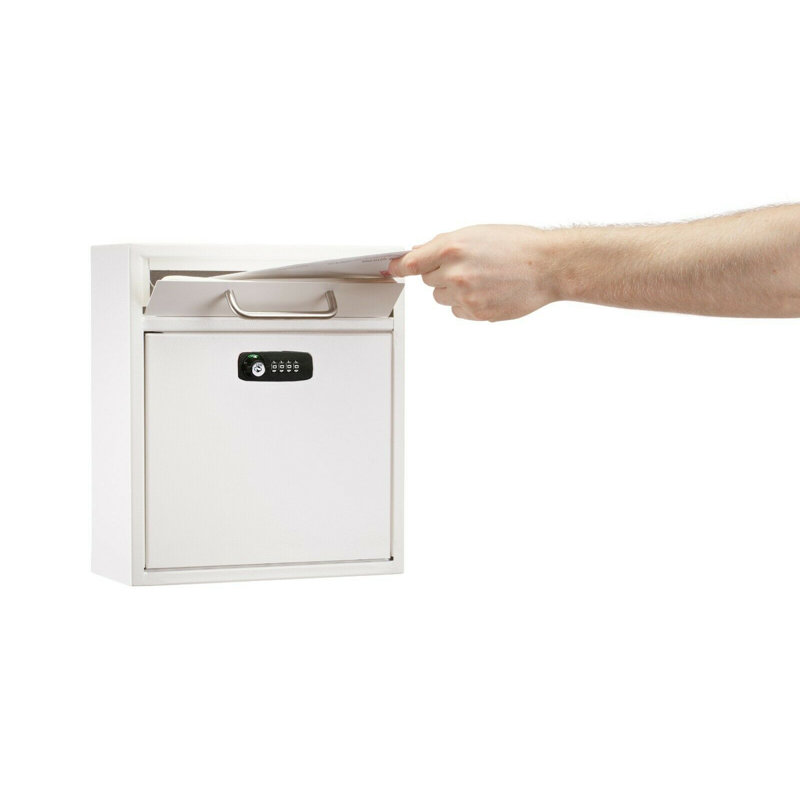 Grande boîte aux lettres murale sécurisée avec serrure à combinaison, Blanc, H 12 po x l 10,4 po x P 4,5 po