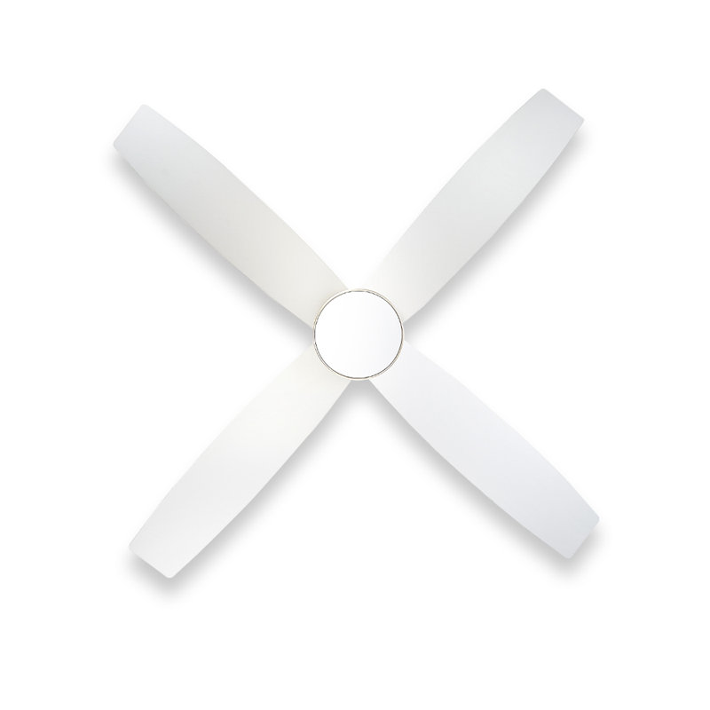 Silver and White 52'' Flush Mount Ceiling Fan with LED Light