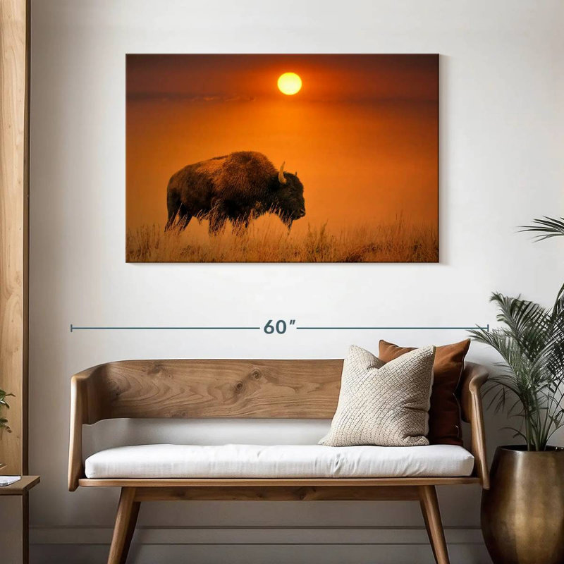 Lever de soleil bison Brampt, H 30 po x l 45 po