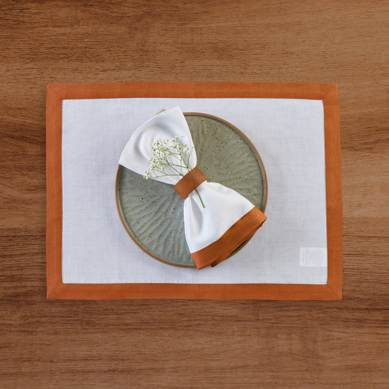 Classic - 100% Pure Linen Dinner Napkins, Rainforest/White