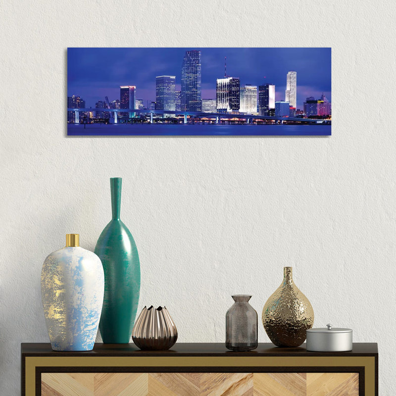 Miami, Florida, USA 1 Piece Wrapped Canvas Panoramic Wall Art, 30.48 cm H x 91.44 cm W x 3.175 cm D