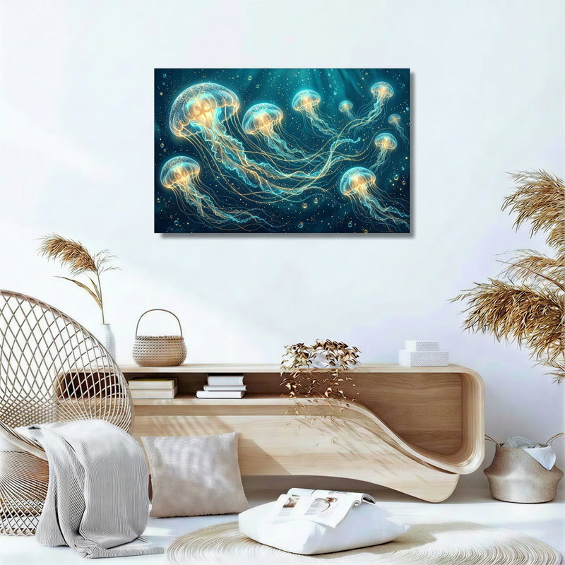 Ensemble de 1 tableau sur toile lumineuse « Méduse »., 18"H x 24"W, Wrapped Canvas