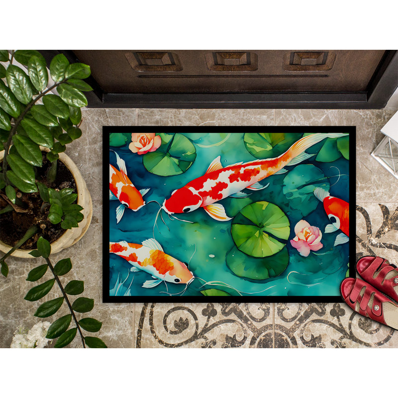 Koi Fish Doormat, L 18 po x L 27 po